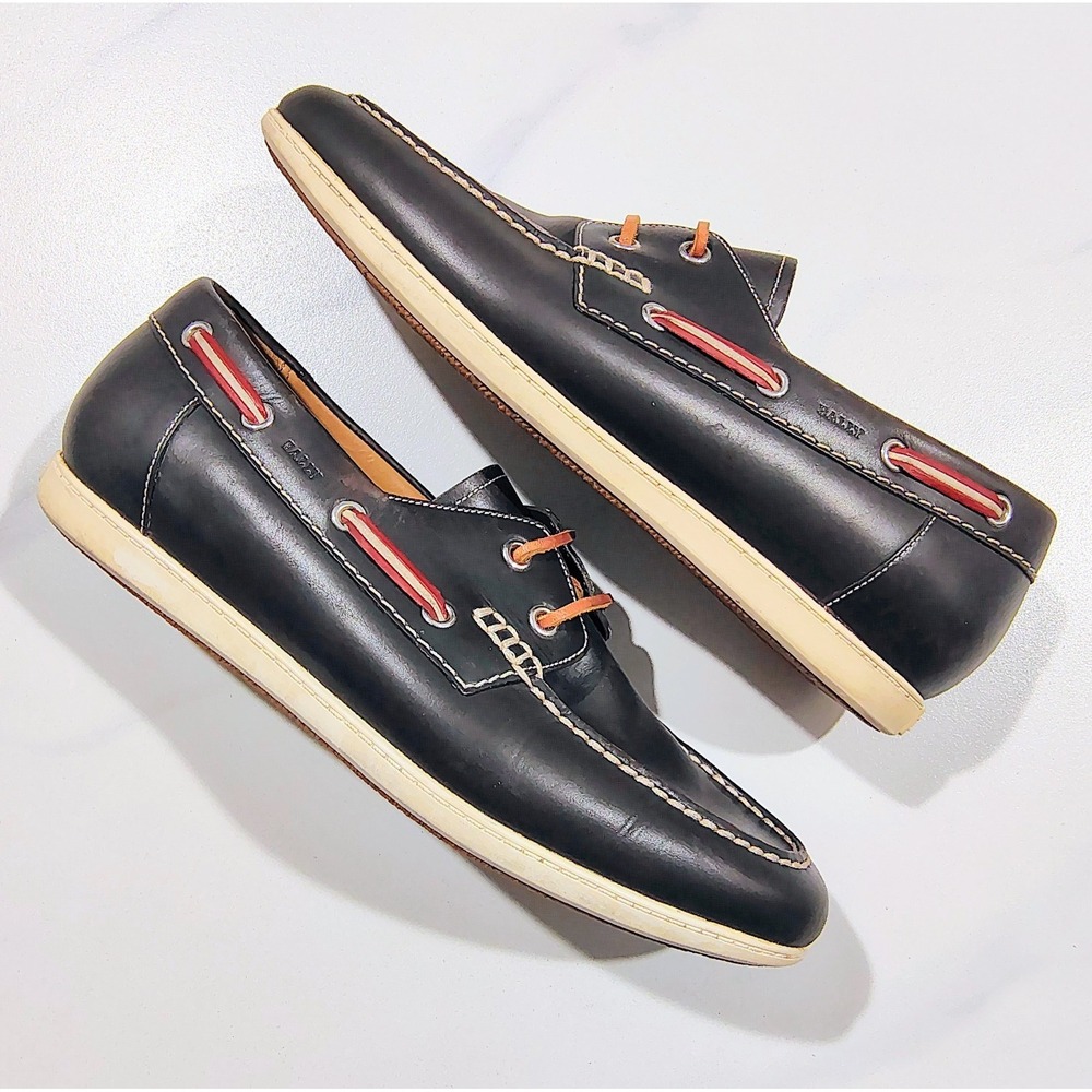 Bally Boat Shoes Loafers Mens Dark Brown Leather Deck Loafers Switzerland 8D